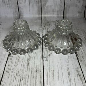 Vintage 1960s Boopie Bubble Glass Candlestick Holder Set‎